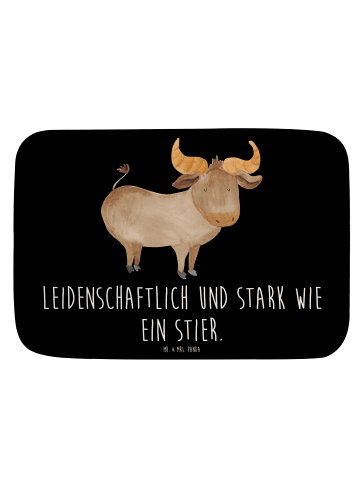 Mr. & Mrs. Panda Badteppich Sternzeichen Stier mit Spruch in Schwarz