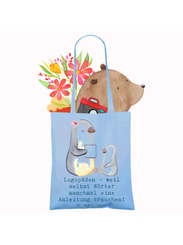 Mr. & Mrs. Panda Jutebeutel Logopädin Helden mit Spruch in Sky Blue