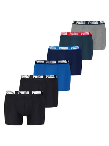 Puma Boxershort 6er Pack in Schwarz/Blau/Grau