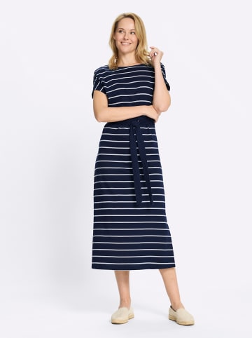 Sieh an! Jerseykleid in marine-weiß-geringelt