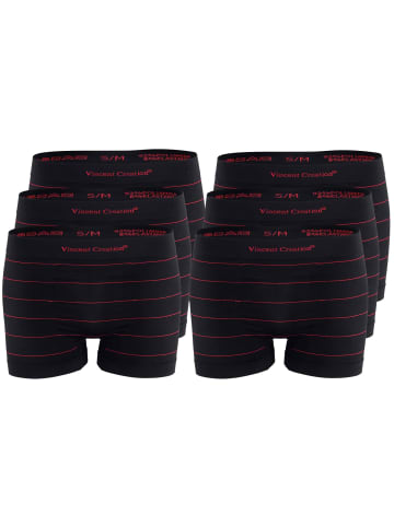Vincent Creation® Boxershorts 6er Pack, Seamless, Nadelstreifen in schwarz/rot