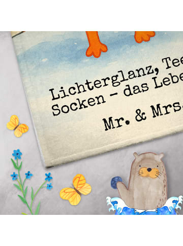 Mr. & Mrs. Panda Handtuch Fuchs Weihnachten Design mit Spruch in Weiß