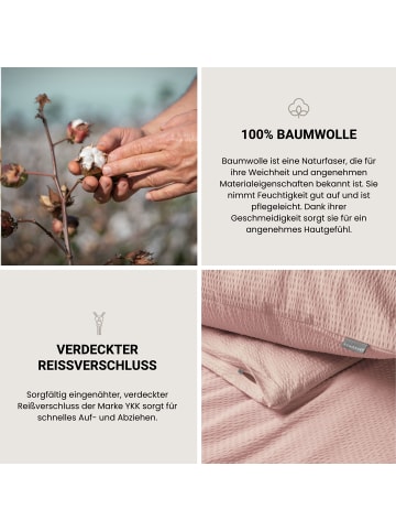Schiesser Seersucker-Bettwäsche-Set Laura in Hellrosa