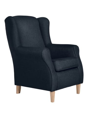 58 aufm Kessel OHRENSESSEL Karlen Bezug Flachgewebe Buche natur / blau