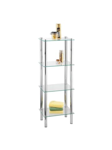 Wenko Badregal YAGO, Glas - 4 Ebenen in Silbern, (B) 30 x (H) 104 x (L) 40 cm