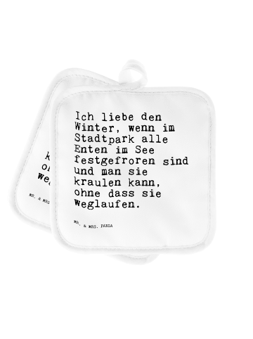 Mr. & Mrs. Panda Ofenhandschuhe Ich liebe den Winter,... mit Spruch in Weiß