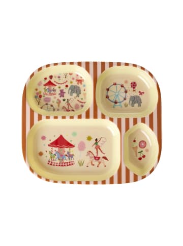 Rice Kinderteller mit 4er Einteilung Fun Fair in pink