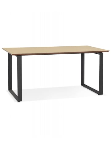 KADIMA DESIGN Großer Holz Metall Schreibtisch | Modern Elegant Design in Beige-Schwarz