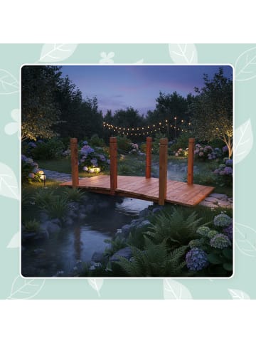 relaxdays Gartenbrücke in Orange - (B)150 x (H)55 x (T)67 cm