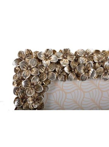 Mauro Ferretti Silberner Harzrahmen mit Blumenmuster, 21,5 x 2 x 26,5 cm