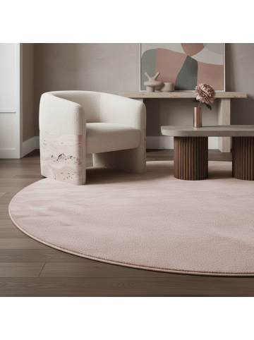 KADIMA DESIGN Teppich Kurzflor Waschbar Einfarbig LECH Microfaser OEKO-TEX in Rosa
