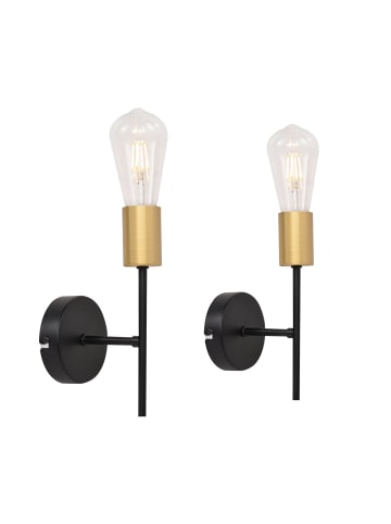 ZMH 2er-Set Wandleuchte in schwarzgold E27 Vintage Metall Hallampe