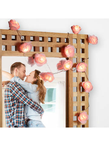 relaxdays 4x Rosenlichterkette in Rosa - (L)3,3 m