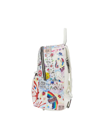 myMo Women Backpack in White Multicolor