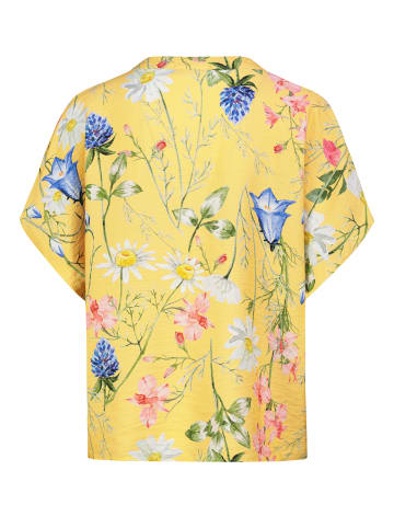 Sublevel Modische Kurzarm Bluse mit Knopfleiste und Blumenmuster in Gelb