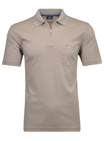 Ragman Softknit-Poloshirt mit Zip in Beige