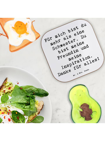 Mr. & Mrs. Panda Untersetzer Glas Spruch Meine Schwester mit Spruch in Weiß