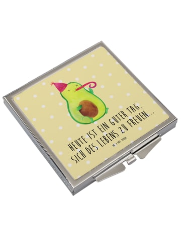 Mr. & Mrs. Panda Taschenspiegel Avocado Feier mit Spruch in Gelb Pastell