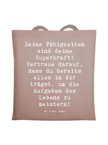 Mr. & Mrs. Panda Shopping Tasche Spruch Vertrauen in Fähigkeiten... in Braun Pastell