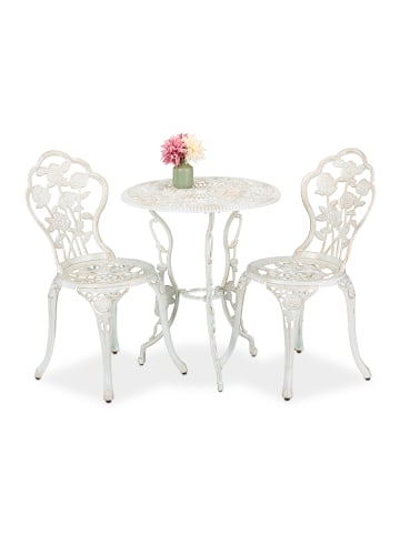 relaxdays 3-tlg. Gartenmöbel Set in Weiß/ Bronze