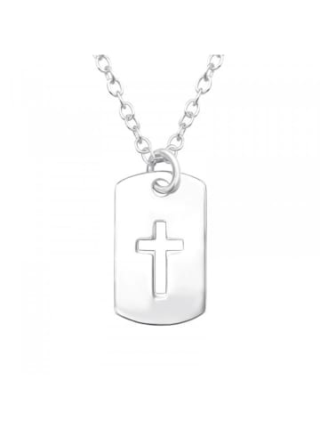 Alexander York Kette mit Anhänger PLÄTTCHEN KREUZ in 925 Sterling Silber, 2-tlg.