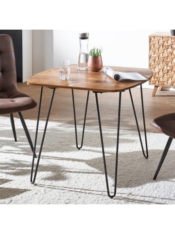 FineBuy Esstisch in Braun / Sheesham / 80x80x76