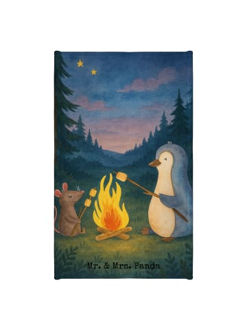 Mr. & Mrs. Panda Handtuch Pinguin Lagerfeuer Design ohne Spruch in Weiß