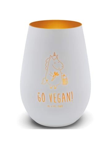 Mr. & Mrs. Panda Gold Windlicht Einhorn Vegan mit Spruch in Weiß