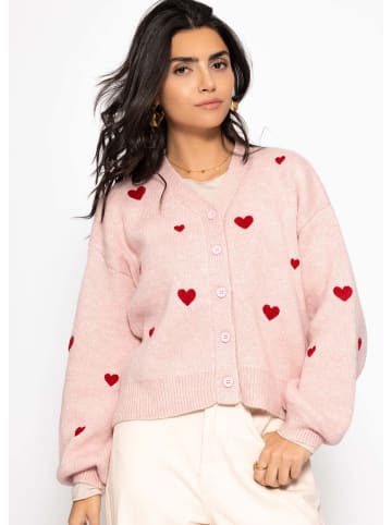 SASSYCLASSY Cardigan mit Herzen in Rosa