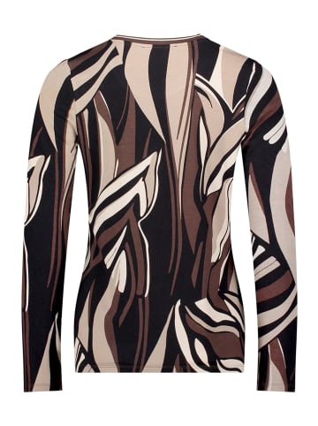 Betty Barclay Basic Shirt mit Rippbündchen in Taupe/Black