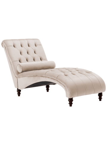 Beliani Chaiselongue MURET in Beige/Braun - (W) 163 x (H) 87 x (L) 72 cm