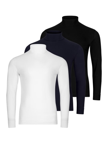 Ragman Rollkragenshirt Basic in Schwarz / weiß / dunkelblau