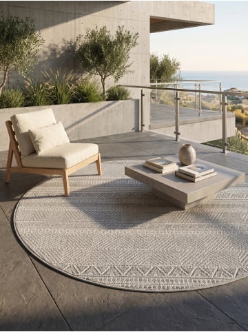 KADIMA DESIGN Outdoorteppich Boho Wetterfest UV-beständig Waschbar in Grau
