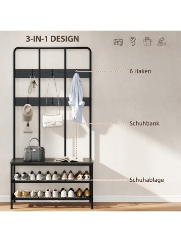 HOMCOM Garderobenständer-91L x 36B x 180H cm-Schwarz