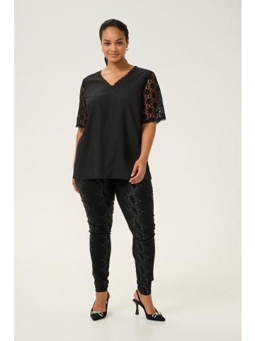 KAFFE curve Kurzarm-Bluse KCsilje in Black Deep
