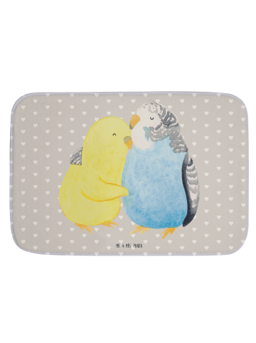 Mr. & Mrs. Panda Badteppich Wellensittich Liebe ohne Spruch in Grau Pastell