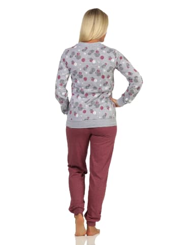 NORMANN Pyjama Schlafanzug Bündchen Tupfen Punkte - 69287 in rot