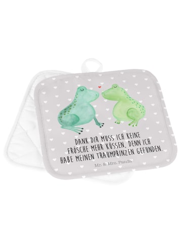 Mr. & Mrs. Panda 2er Set Topflappen  Frosch Liebe mit Spruch in Grau Pastell