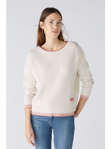 Oui Pullover reine Baumwolle in white red