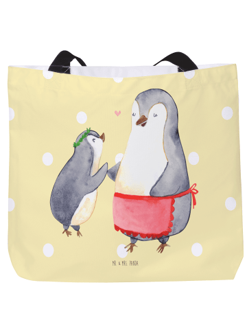 Mr. & Mrs. Panda Shopper Pinguin mit Kind ohne Spruch in Gelb Pastell
