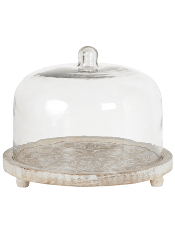 Beliani Serviergeschirr FAJUM in Braun/Weiß - (W) 29 x (H) 23 x (L) 29 cm