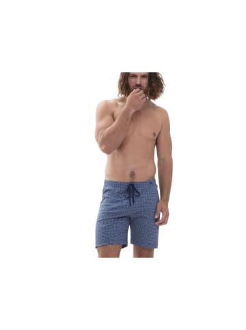 Mey Pyjama kurz für Herren in unifarben in blau