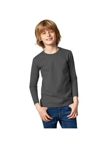 tectake Einfarbiges Langarm-Shirt für Kinder, grau