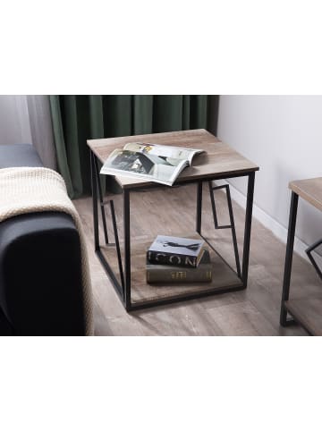 Beliani Beistelltisch FORRES in Braun/Schwarz - (W) 56 x (H) 56 x (L) 56 cm