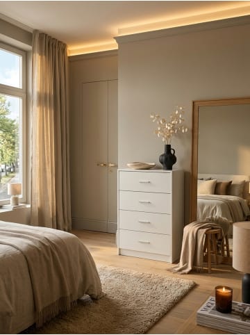 KADIMA DESIGN Hochglanz Sideboard, 4 Schubladen, modern, vielseitig, zeitloses Design