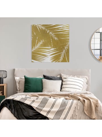 WALLART Leinwandbild - Blick durch goldene Palmenblätter in Gold