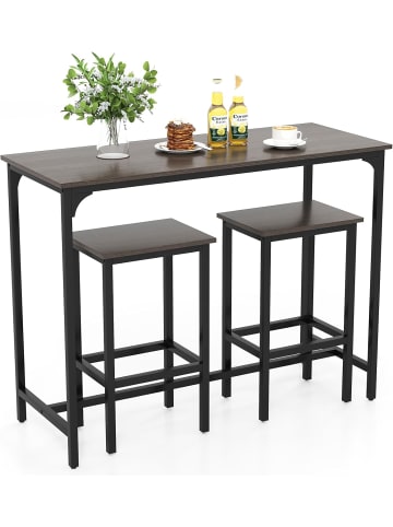COSTWAY Bartisch mit Barhocker Set in Taupe