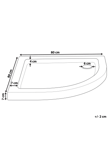 Beliani Duschwanne SIUNA in Weiß/Silber - (W) 80 x (H) 7 x (L) 80 cm