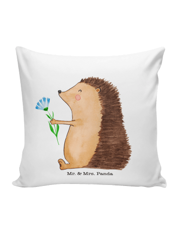 Mr. & Mrs. Panda Kissen 40 x 40 Igel Blumen ohne Spruch in Weiß