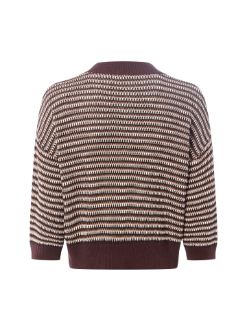 OPUS Strickpullover Peipina in aubergine ecru - 0001